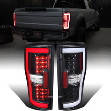 Ronnin - Fits 2017-2019 Ford F250 F350 F450 F550 Super Duty Upgraded Full LED Tail Lights Integrated Brake + Turn Signal Assembly Pair | Black | White Tube