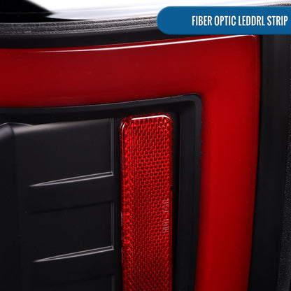 Ronnin - Fits 2017-2019 Ford F250 F350 F450 F550 Super Duty Upgraded Full LED Tail Lights Integrated Brake + Turn Signal Assembly Pair | Black