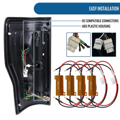 Ronnin - Fits 2017-2019 Ford F250 F350 F450 F550 Super Duty Upgraded Full LED Tail Lights Integrated Brake + Turn Signal Assembly Pair | Red