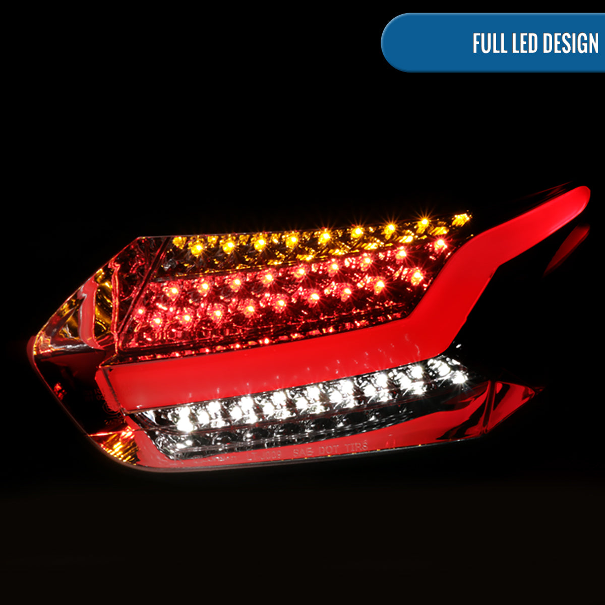 Ronnin - Fits 2015-2018 Ford Focus Hatchback US Spec Upgraded Full LED Tail Lights Assembly Pair | Chrome