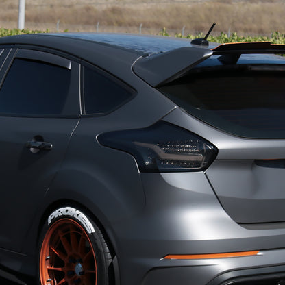 Ronnin - Fits 2015-2018 Ford Focus Hatchback US Spec Upgraded Full LED Tail Lights Assembly Pair | Smoked
