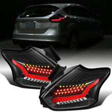 Ronnin - Fits 2015-2018 Ford Focus Hatchback US Spec Upgraded Full LED Tail Lights Assembly Pair | Black