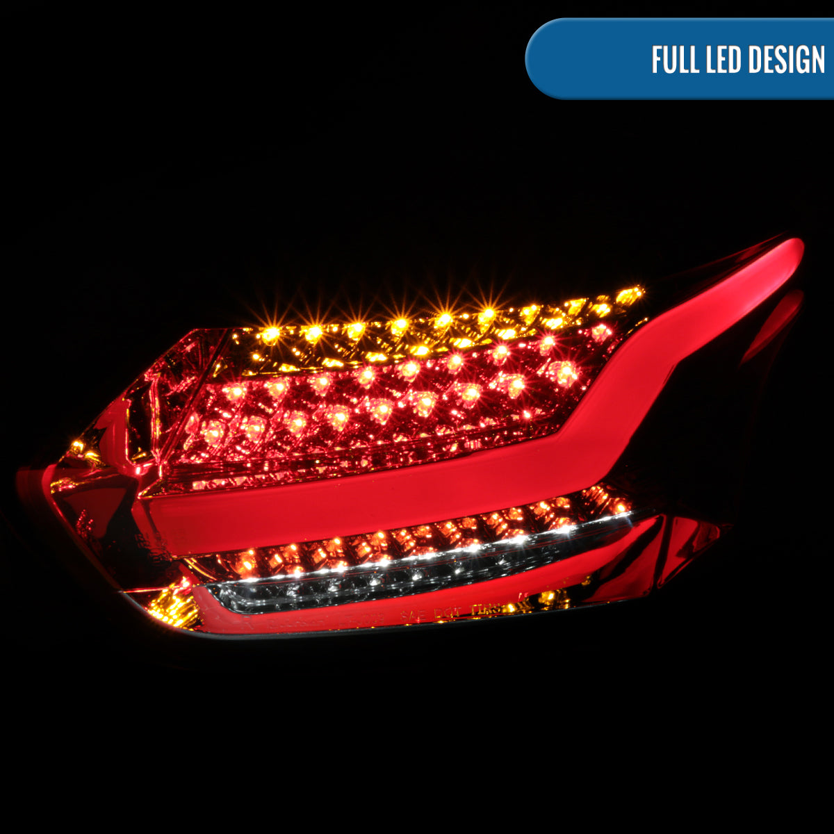 Ronnin - Fits 2015-2018 Ford Focus Hatchback US Spec Upgraded Full LED Tail Lights Assembly Pair | Red