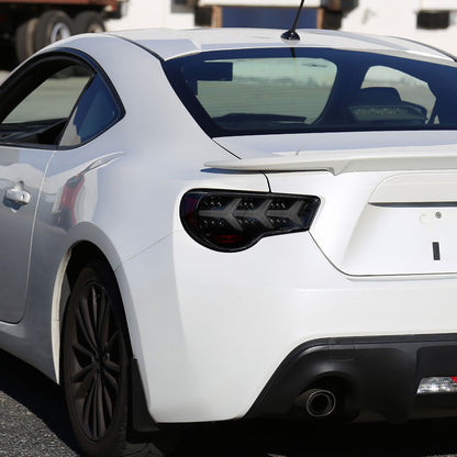 2013-2016 Scion FR-S Subaru BRZ Full LED Y-Shaped Running Tube Sequential Turn Signals Tail Lights Assembly Pair | Black Smoke