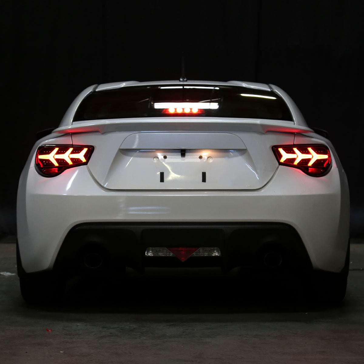 2013-2016 Scion FR-S Subaru BRZ Full LED Y-Shaped Running Tube Sequential Turn Signals Tail Lights Assembly Pair | Black Smoke