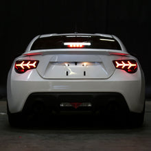2013-2016 Scion FR-S Subaru BRZ Full LED Y-Shaped Running Tube Sequential Turn Signals Tail Lights Assembly Pair | Black Smoke