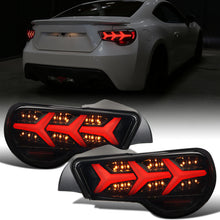 2013-2016 Scion FR-S Subaru BRZ Full LED Y-Shaped Running Tube Sequential Turn Signals Tail Lights Assembly Pair | Black Smoke