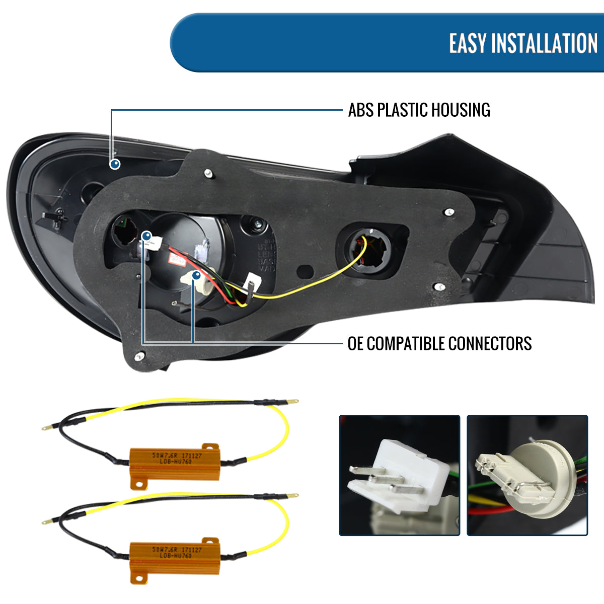 Ronnin - Compatible con Scion FR-S 2013-2016 Subaru BRZ | Luces Traseras LED Completas con Tubo de Fibra Óptica | Par | Negro Brillante