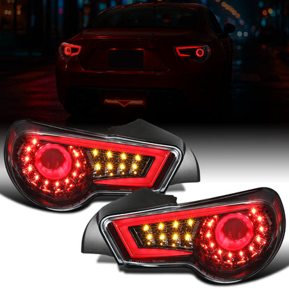 Ronnin - Compatible con Scion FR-S 2013-2016 Subaru BRZ | Luces Traseras LED Completas con Tubo de Fibra Óptica | Par | Negro Brillante