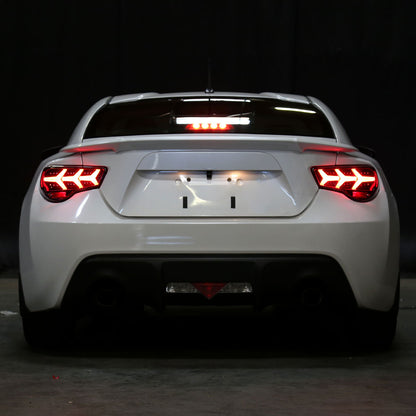 Ronnin - Se adapta a Scion FR-S 2013-2016 Subaru BRZ Luces traseras con tubo LED en forma de Y y direccionales secuenciales | Negro brillante