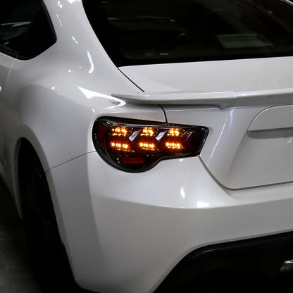 Ronnin - Se adapta a Scion FR-S 2013-2016 Subaru BRZ Luces traseras con tubo LED en forma de Y y direccionales secuenciales | Negro brillante