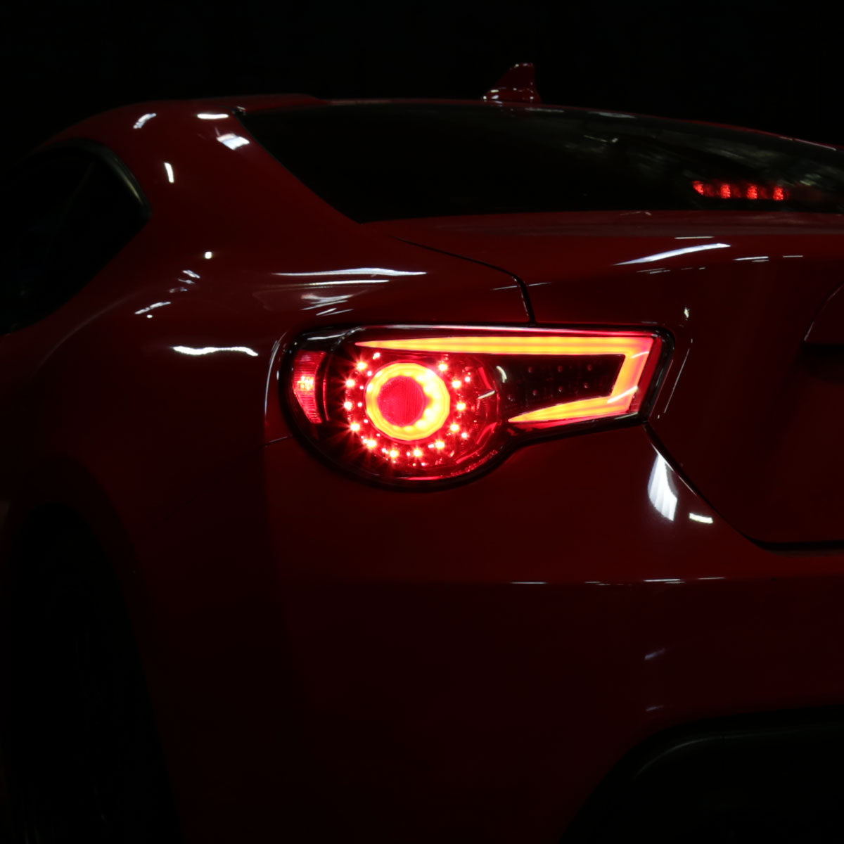 Ronnin - Se adapta a Scion FR-S Subaru BRZ 2013-2016 Luces traseras LED completas con intermitentes secuenciales par | Negro Brillante