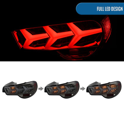 Ronnin - Compatible con Scion FR-S Subaru BRZ 2013-2016 Par de luces traseras con tubo de circulación en forma de Y LED completo y direccionales secuenciales | Ahumado