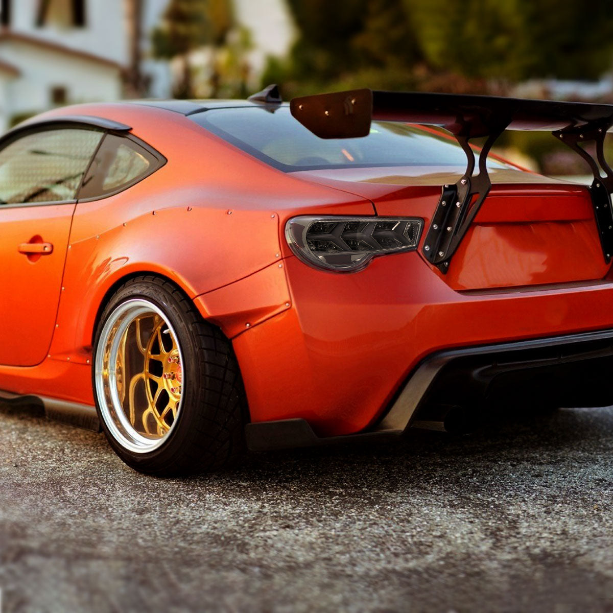 Ronnin - Compatible con Scion FR-S Subaru BRZ 2013-2016 Par de luces traseras con tubo de circulación en forma de Y LED completo y direccionales secuenciales | Ahumado