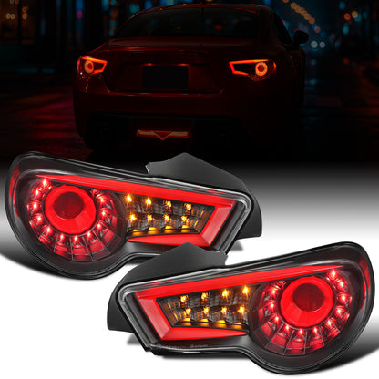 Ronnin - Se adapta a Scion FR-S Subaru BRZ 2013-2016 Faros traseros Full LED Tubo de fibra óptica Luces de circulación de conjunto Par | Negro