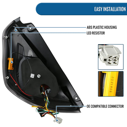 Ronnin - Compatible con Ford Fiesta Hatchback (especificaciones de EE. UU.) 2011-2013, par de conjunto de luces traseras LED completas mejoradas de reemplazo | Ahumado
