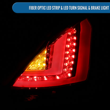 Ronnin - Se adapta a la Ford Fiesta 2011-2013 Hatchback US Spec Luces traseras LED completas Ensamblaje de reemplazo mejorado Par | Rojo Ahumado
