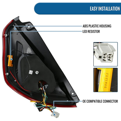 Ronnin - Se adapta a la Ford Fiesta 2011-2013 Hatchback US Spec Luces traseras LED completas Ensamblaje de reemplazo mejorado Par | Rojo Ahumado