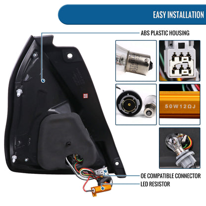 Ronnin - Se adapta a Ford Fiesta EE. UU. Hatchback 2014-2019 Montaje de luces traseras LED de repuesto mejorado, par | Negro