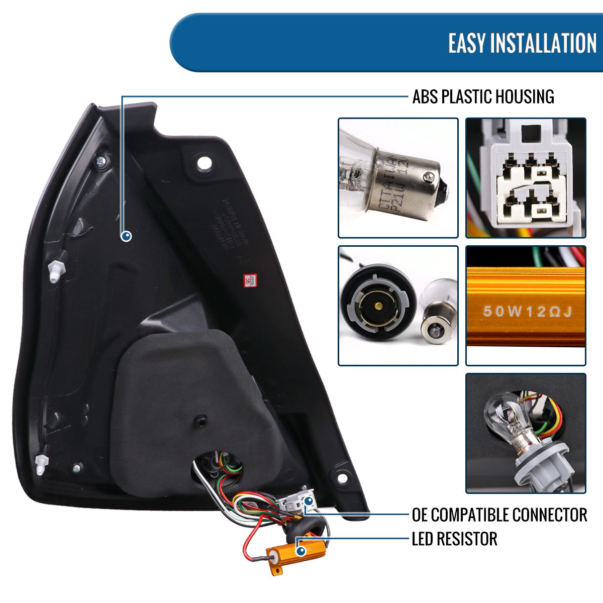 Ronnin - Luces traseras LED de repuesto para Ford Fiesta US Spec Hatchback 2014-2019, par | Ahumado rojo