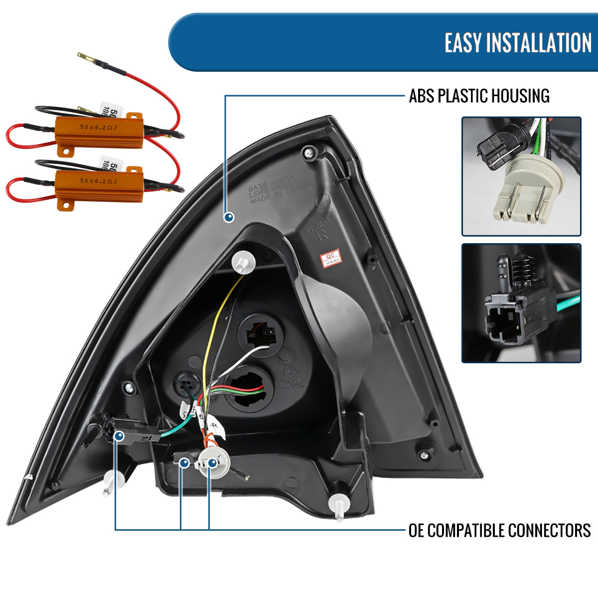 Ronnin - Se adapta a Ford Fusion 2010-2012 Juego de luces traseras LED completas de ensamblaje mejorado | Negro Brillante