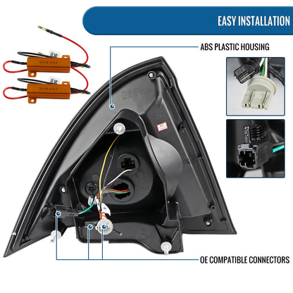 Ronnin - Se adapta a Ford Fusion 2010-2012 Juego de luces traseras LED completas de ensamblaje mejorado | Negro Brillante