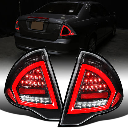 Ronnin - Se adapta a Ford Fusion 2010-2012 Juego de luces traseras LED completas de ensamblaje mejorado | Negro Brillante