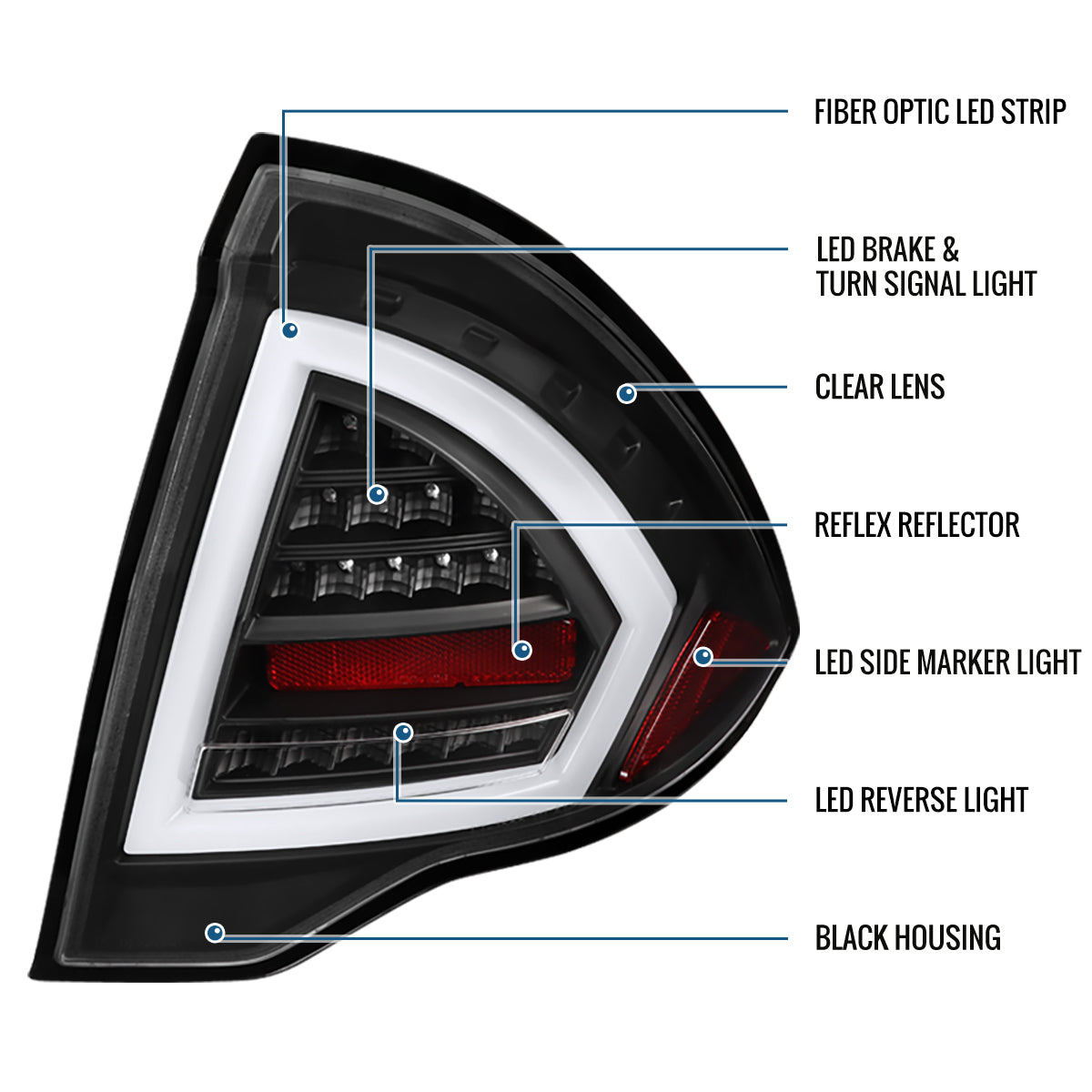 2010-2012 Ford Fusion Upgrade Assembly Full LED Tail Lights Pair | Black