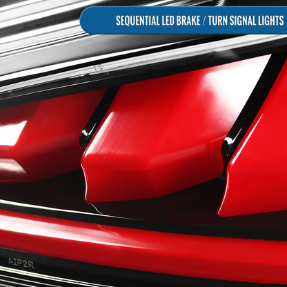 Ronnin - Compatible con Hyundai Genesis 2010-2016, mejora de luces traseras con señal de giro secuencial LED completa, par | Negro Brillante