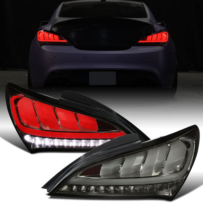 Ronnin - Se adapta a Hyundai Genesis 2010-2016 Mejora LED completo reemplazo direccionales secuenciales conjunto de luces traseras par | Ahumado