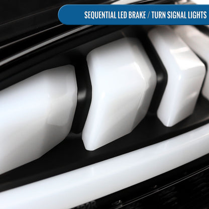 Ronnin - Compatible con Hyundai Genesis 2010-2016 Mejora Conjunto de luces traseras de señal de giro secuencial LED completo de reemplazo par | Negro | Tubo blanco