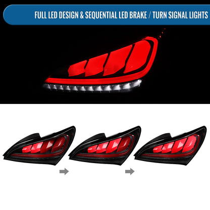 Ronnin - Compatible con Hyundai Genesis 2010-2016, mejora, reemplazo LED completo, luces traseras secuenciales, par | Negro