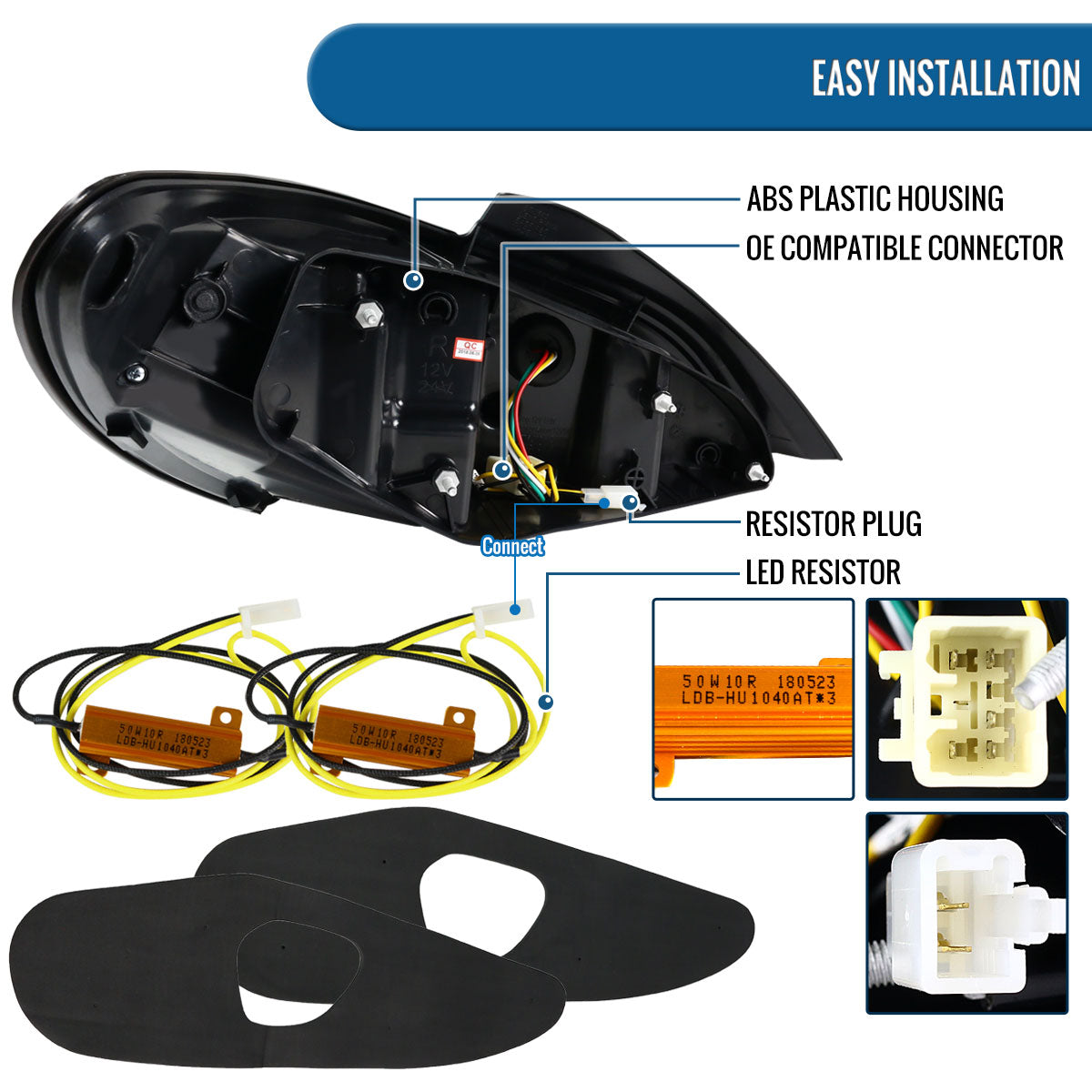 Ronnin - Compatible con Hyundai Genesis 2010-2016, mejora, reemplazo LED completo, luces traseras secuenciales, par | Negro