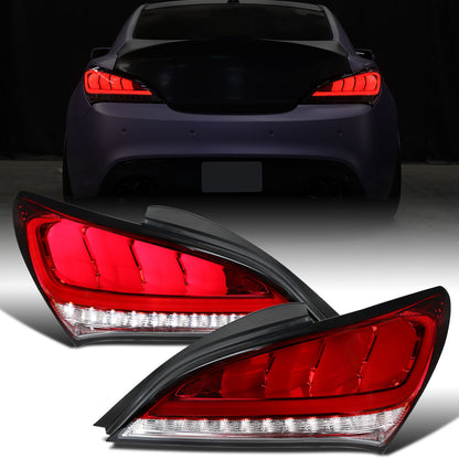 Ronnin - Compatible con Hyundai Genesis 2010-2016, mejora de luces traseras LED completas de repuesto, intermitentes secuenciales, par | Rojo