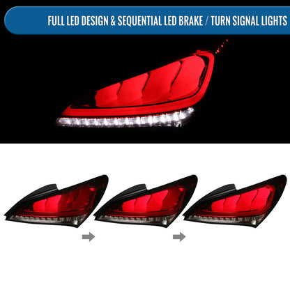 Ronnin - Compatible con Hyundai Genesis 2010-2016, mejora, luces traseras LED completas de reemplazo con intermitentes secuenciales, par | Rojo Ahumado