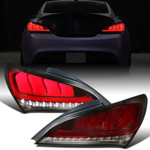 2010-2016 Hyundai Genesis Upgrade Full LED Replacement Sequential Turn Signals Tail Lights Assembly Pair | Smoky Red