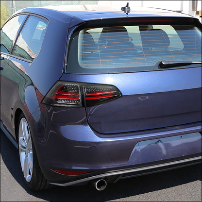 Ronnin - Compatible con Volkswagen Golf GTI 2015-2017 (especificaciones de EE. UU.) Luces traseras completas de repuesto con LED integrados de freno y direccionales, par | Negro brillante