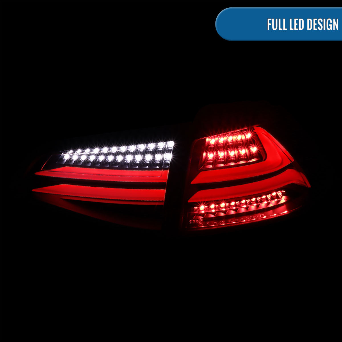 Ronnin - Compatible con Volkswagen Golf GTI versión estadounidense 2015-2017 Mejora de reemplazo Par de conjuntos de luces traseras LED integradas completas de freno y direccionales | Negro