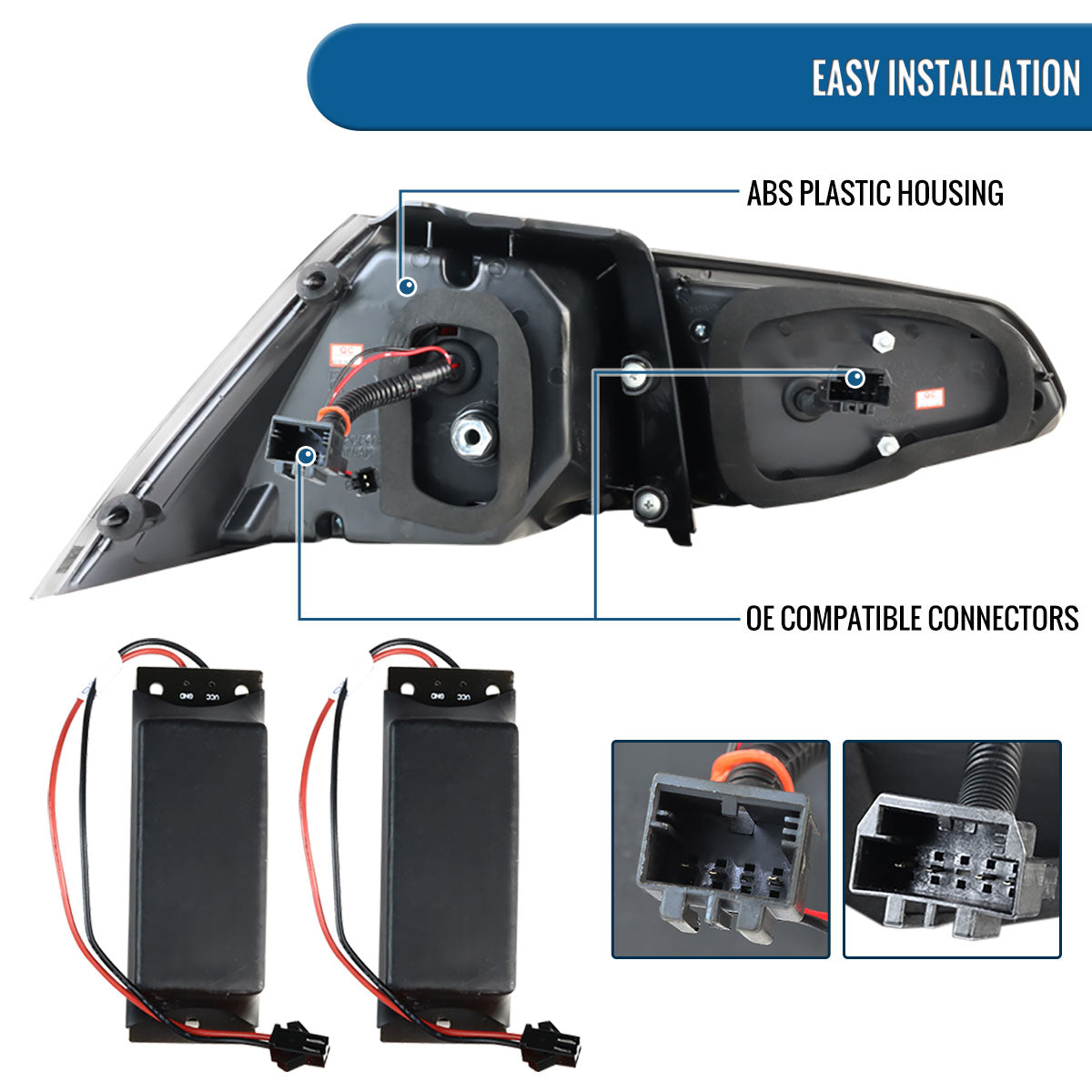 Ronnin - Compatible con Volkswagen Golf GTI versión estadounidense 2015-2017 Mejora de reemplazo Par de conjuntos de luces traseras LED integradas completas de freno y direccionales | Negro