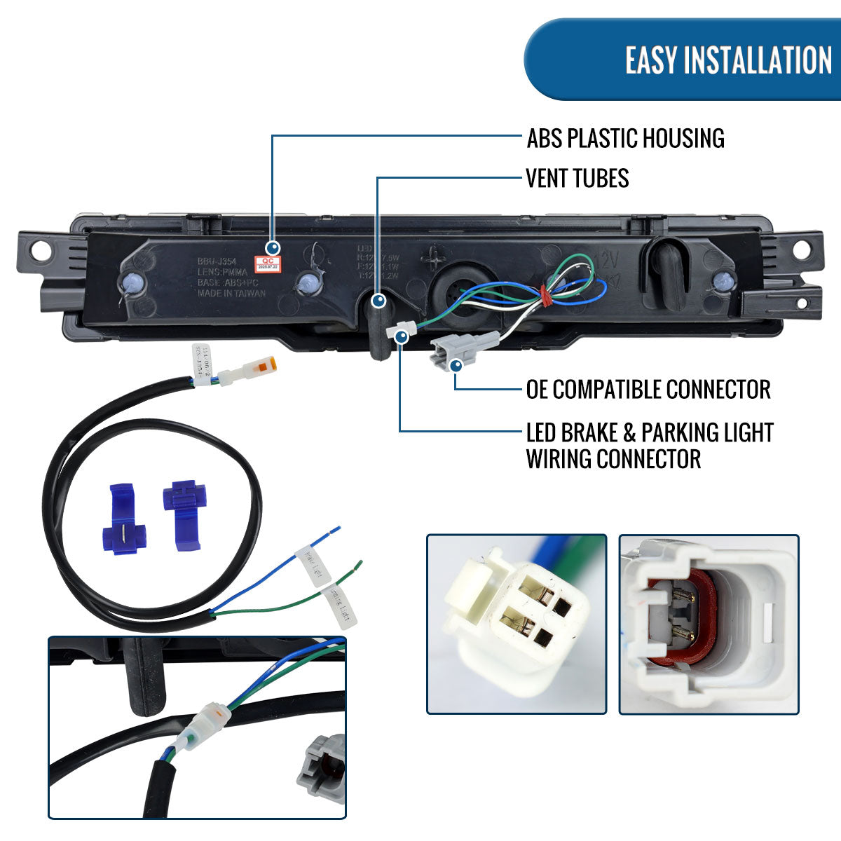 Ronnin - Conjunto de luz de freno LED de repuesto completo para Toyota GR86 y Subaru BRZ 2022-2026, luz de marcha atrás | Negro brillante