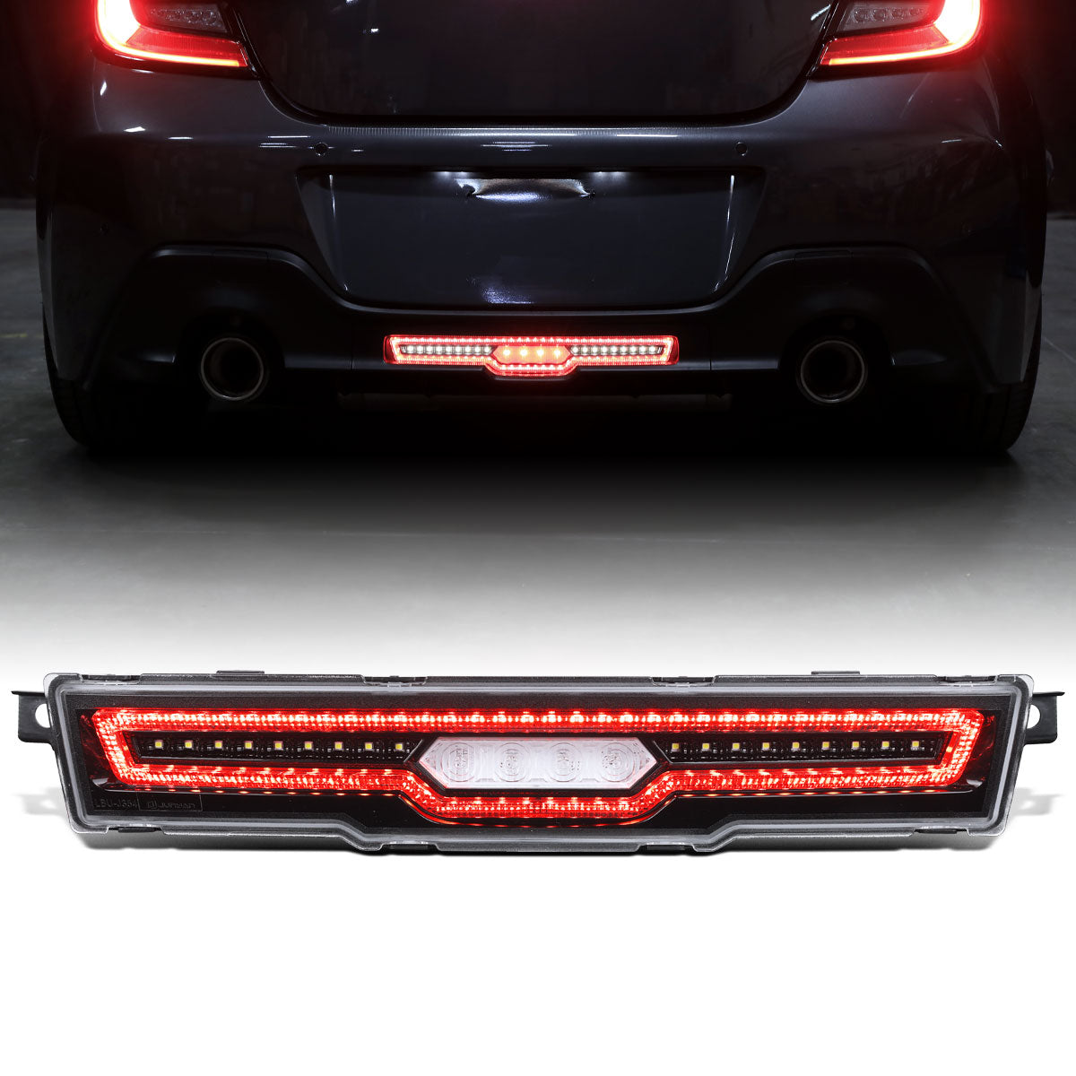 Ronnin - Conjunto de luz de freno LED de repuesto completo para Toyota GR86 y Subaru BRZ 2022-2026, luz de marcha atrás | Negro brillante