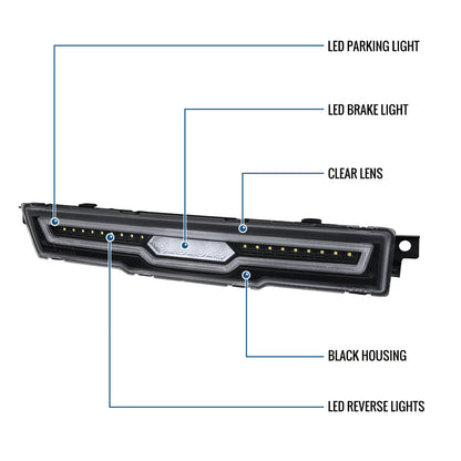Ronnin - Conjunto de luz de freno trasera y luz de marcha atrás LED completo para Toyota GR86 Subaru BRZ 2022-2026 | Negro