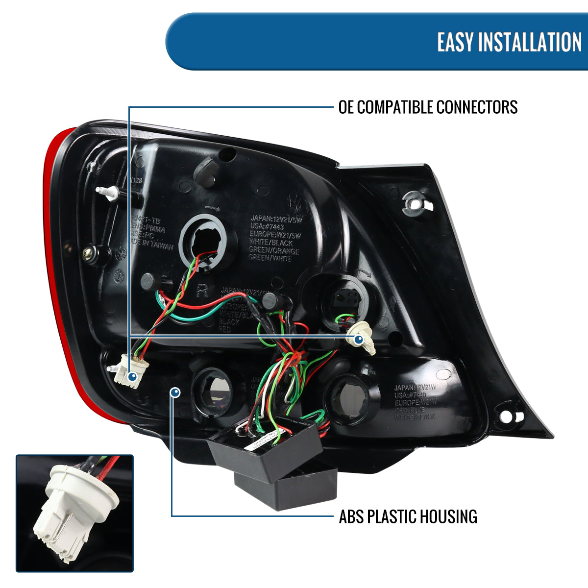 Ronnin - Compatible con Lexus GS300 GS400 GS430 1998-2005 Par de luces traseras de repuesto LED para freno | Rojas