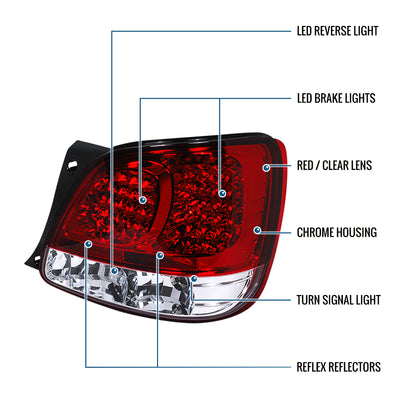 Ronnin - Compatible con Lexus GS300 GS400 GS430 1998-2005 Par de luces traseras de repuesto LED para freno | Rojas