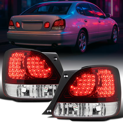 Ronnin - Compatible con Lexus GS300 GS400 GS430 1998-2005 Par de luces traseras de repuesto LED para freno | Rojas