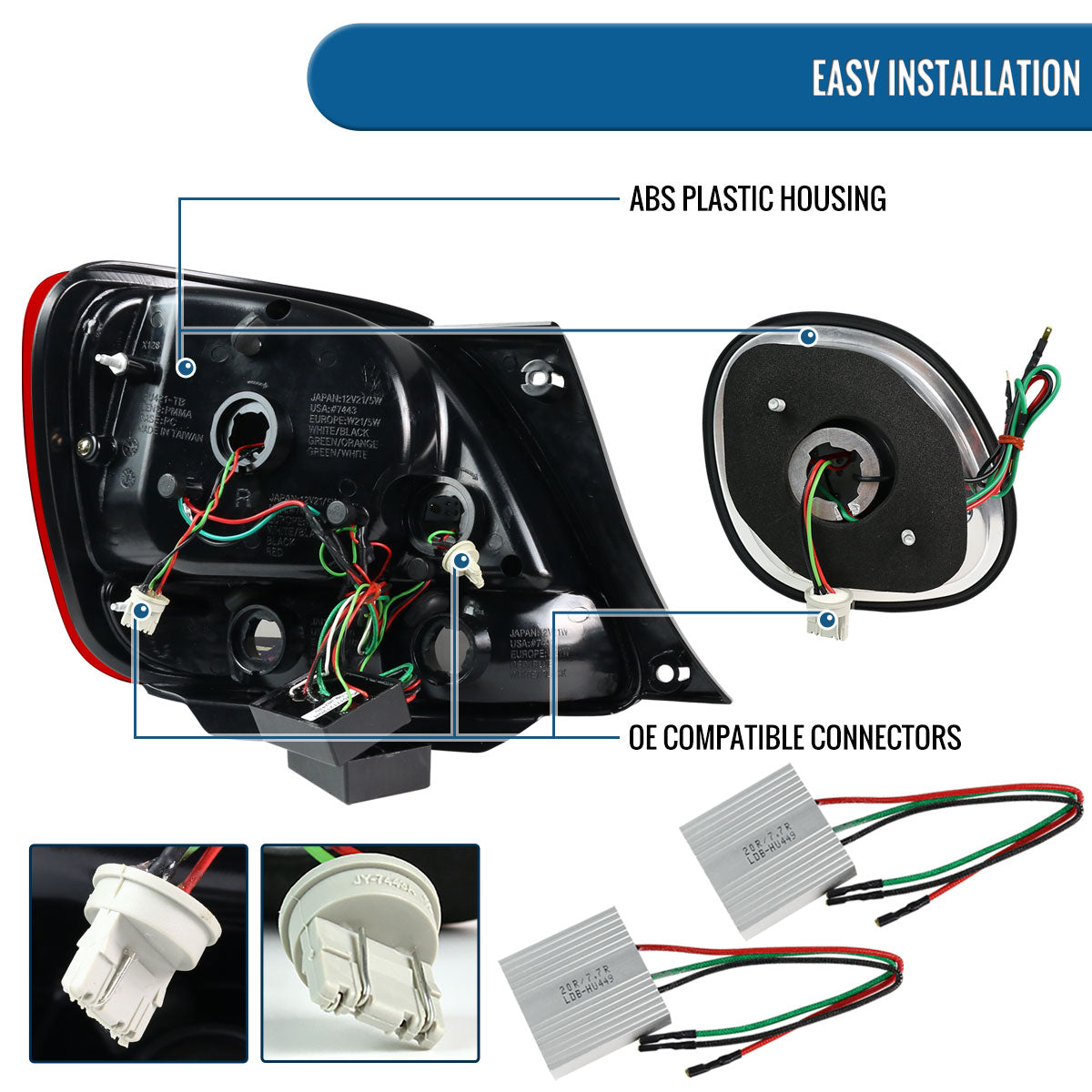 Ronnin - Se adapta a luces traseras de repuesto LED para freno y conjunto de luces de maletero para Lexus GS300 GS400 GS430 de 1998-2005 | Rojo