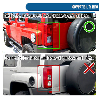 Ronnin - Compatible con Hummer H3 2005-2010 Luces traseras LED integradas de freno e intermitentes, par de luces traseras de repuesto | Ahumado