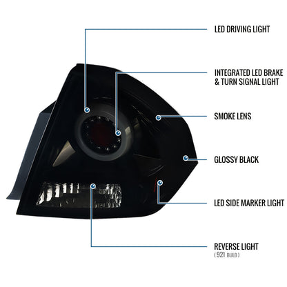 Ronnin - Compatible con Chevy Impala Limited 2006-2016 Par de Conjuntos de Luces Traseras LED de Freno y Direccionales Integradas de Reemplazo Mejorado | Negro Humo