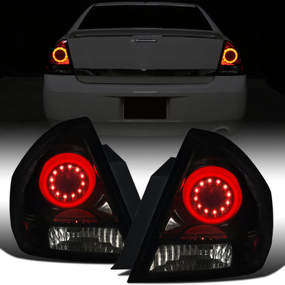 Ronnin - Compatible con Chevy Impala Limited 2006-2016 Par de Conjuntos de Luces Traseras LED de Freno y Direccionales Integradas de Reemplazo Mejorado | Negro Humo