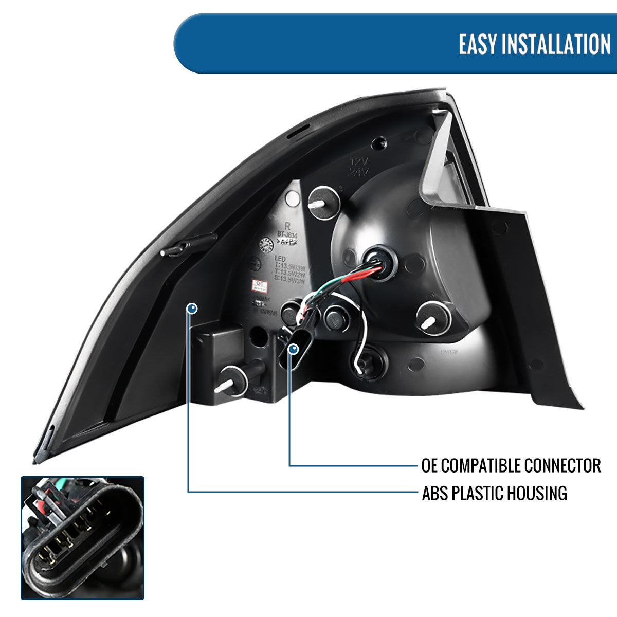 Ronnin - Compatible con Chevy Impala Limited 2006-2016 Luces traseras LED integradas de freno y direccionales de repuesto mejoradas | Juego de 2 | Ahumado